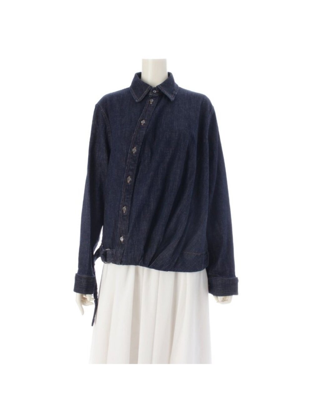 Loewe Draped Shirt Denim Anagram Drape Jacket Blue Ray 32